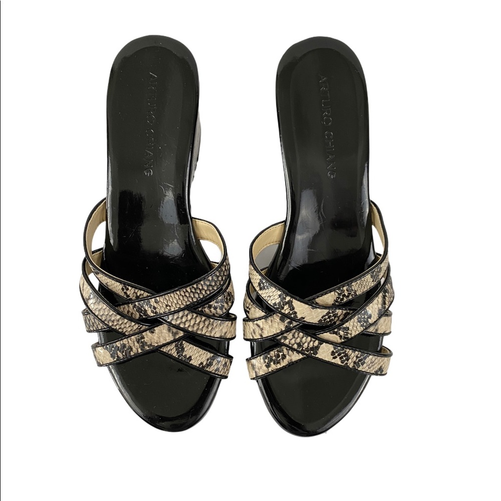 Arturo Chiang Snake Print Platform Slides - image 5